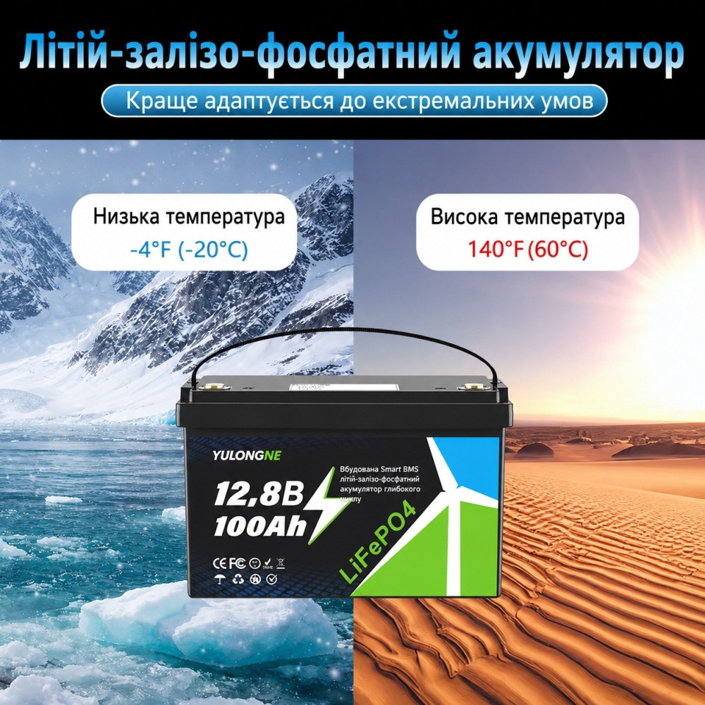 1 кВт LiFePO4 Комплект резервного живлення інвертор Daxtromn + акумулятор Yulongne 12V 100Ah для квартири, будинку