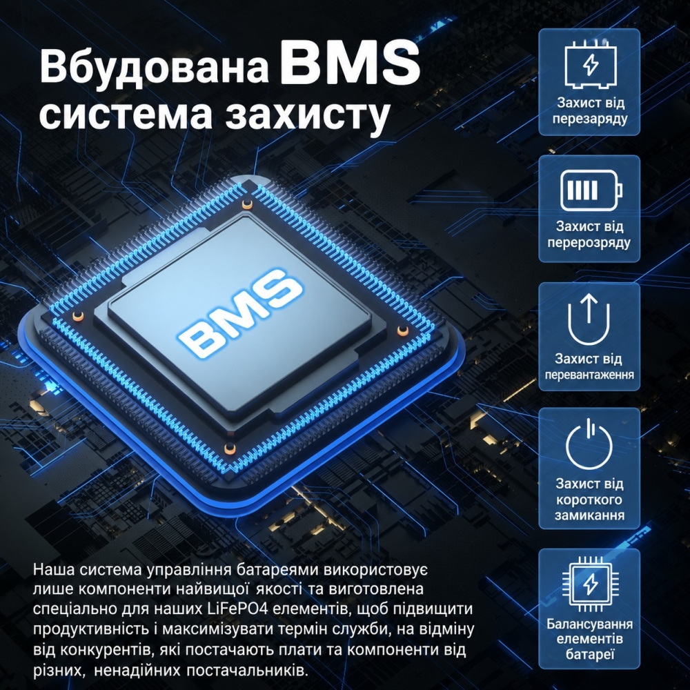LiFePO4 12V/300Ah Акумулятор Anenji вбудований Bluetooth для резервного живлення з BMS
