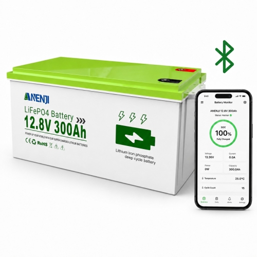 LiFePO4 12V/300Ah Акумулятор Anenji вбудований Bluetooth для резервного живлення з BMS