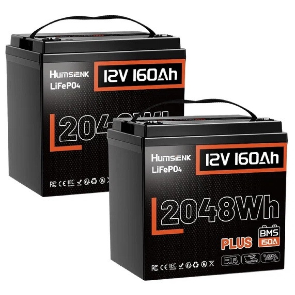 Комплект LiFePO4 4096 Вт*год 12V/160Ah 2 акумулятора Humsienk 2048 Вт для систем резервного живлення