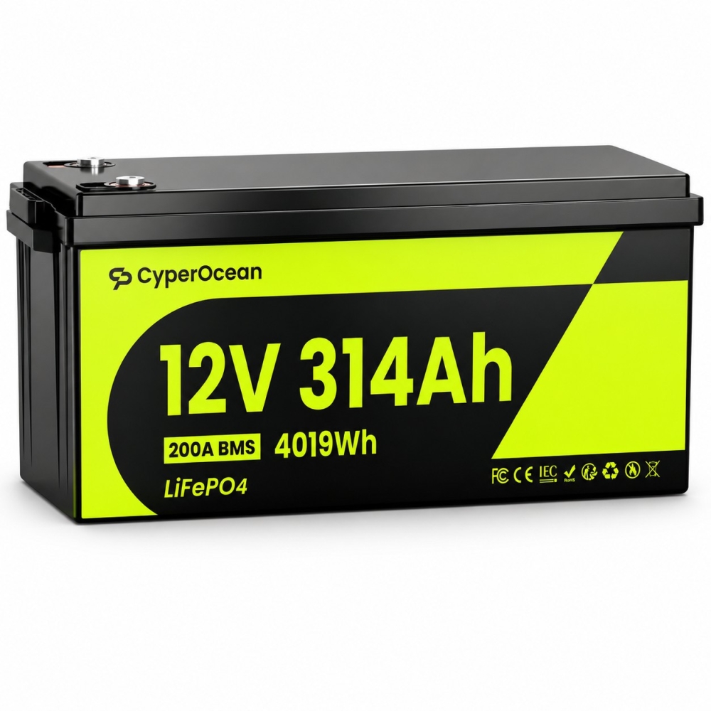 LiFePO4 12V/314Ah Акумулятор CyperOcean з BMS 200 А для систем резервного живлення