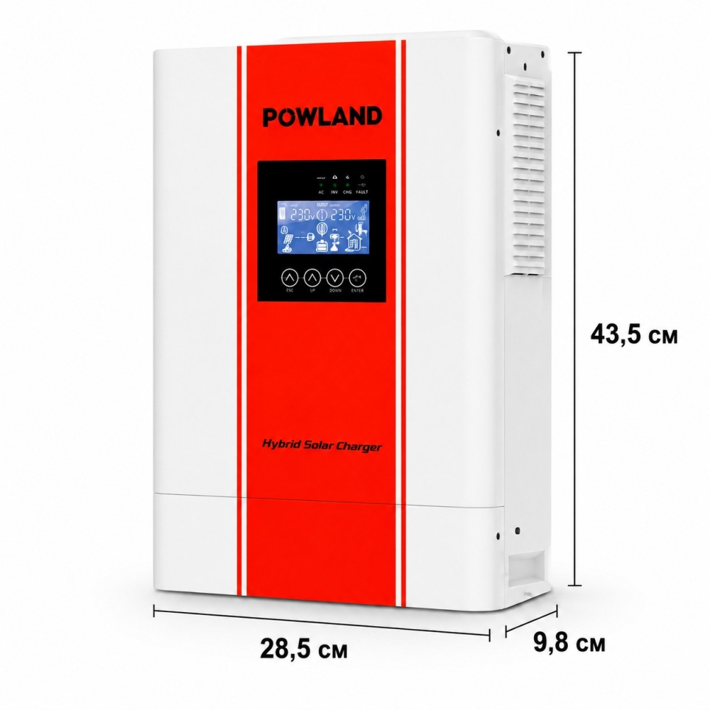 3,6 кВт Комплект резервного живлення Інвертор Powland + акумулятор 12V/100Ah Humsienk з BMS для будинку, квартири