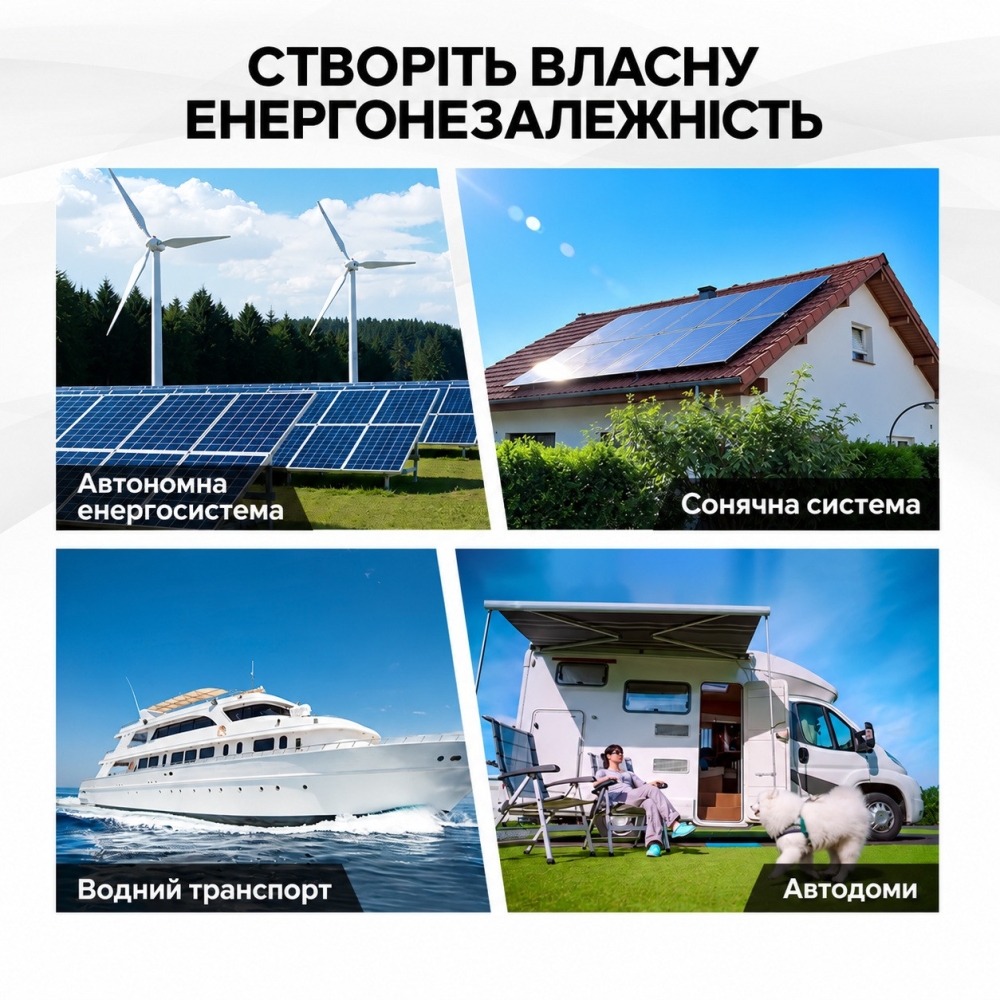 LiFePO4 12V/200Ah Акумулятор CyperOcean з BMS 200 А для систем резервного живлення