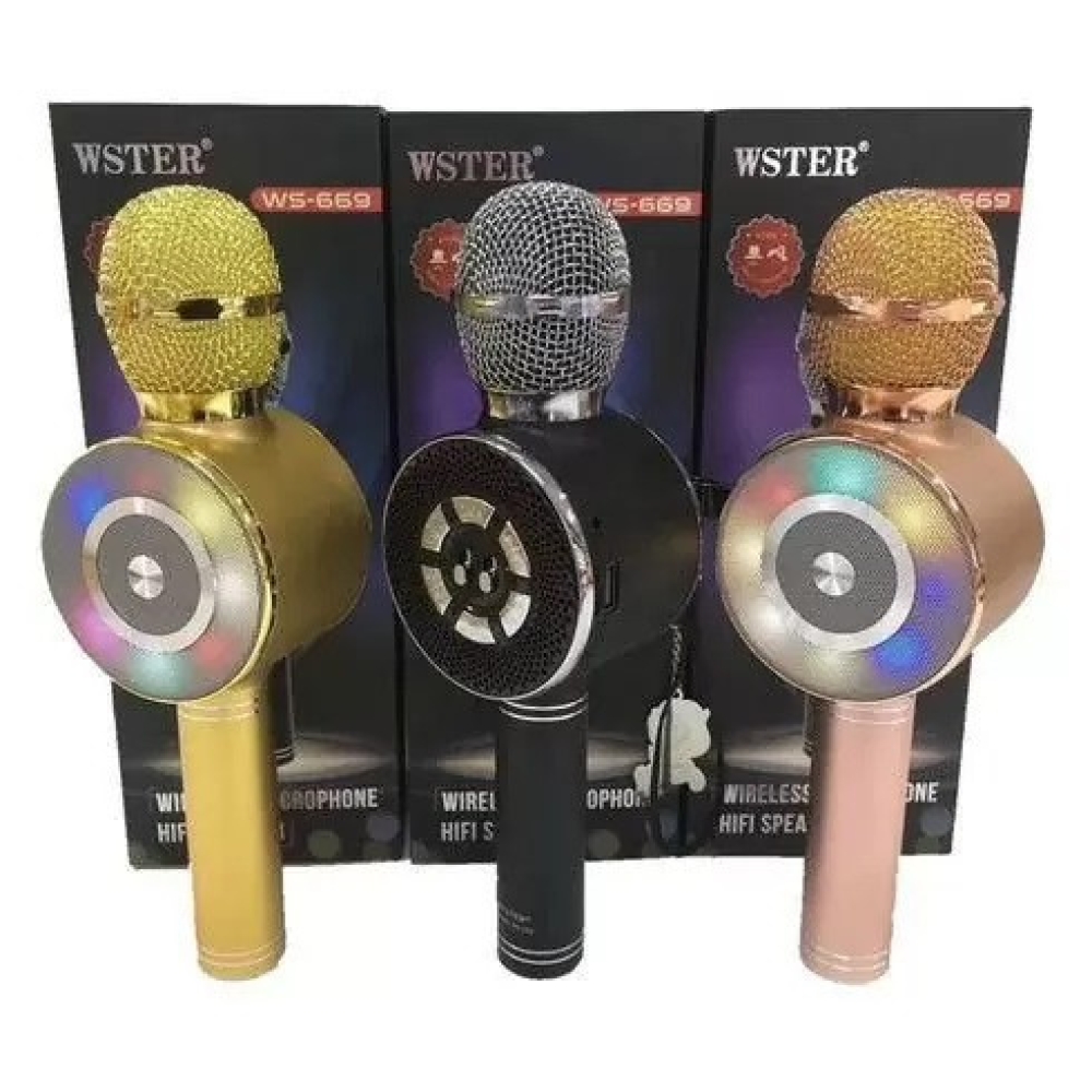 Караоке мікрофон Wster WS-669 бездротовий мікрофон із вбудованим динаміком (USB, microSD, Bluetooth)