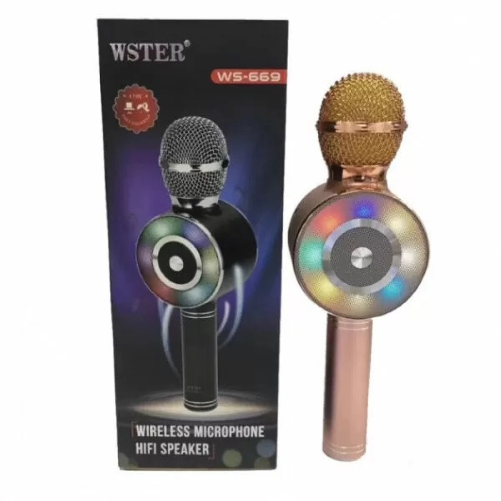 Караоке мікрофон Wster WS-669 бездротовий мікрофон із вбудованим динаміком (USB, microSD, Bluetooth)