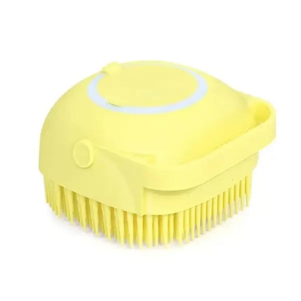Cиликонова масажна щітка мочалка YELLOW Silicone Massage Bath | Мочалка для купання Щітка для тварин