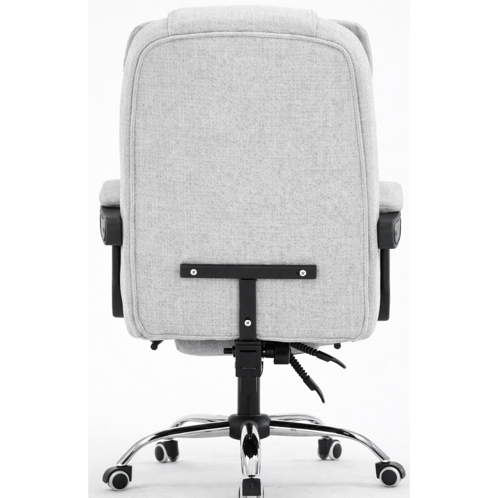 Офісне крісло BOSS KO22 VIP з м’якою тканинною оббивкою, підставкою для ніг, світло-сіре, до 100 кг