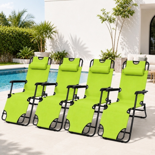 Комплект шезлонг-лежак Axeon Zero Gravity 4 шт, до 120 кг, lime green, розкладний
