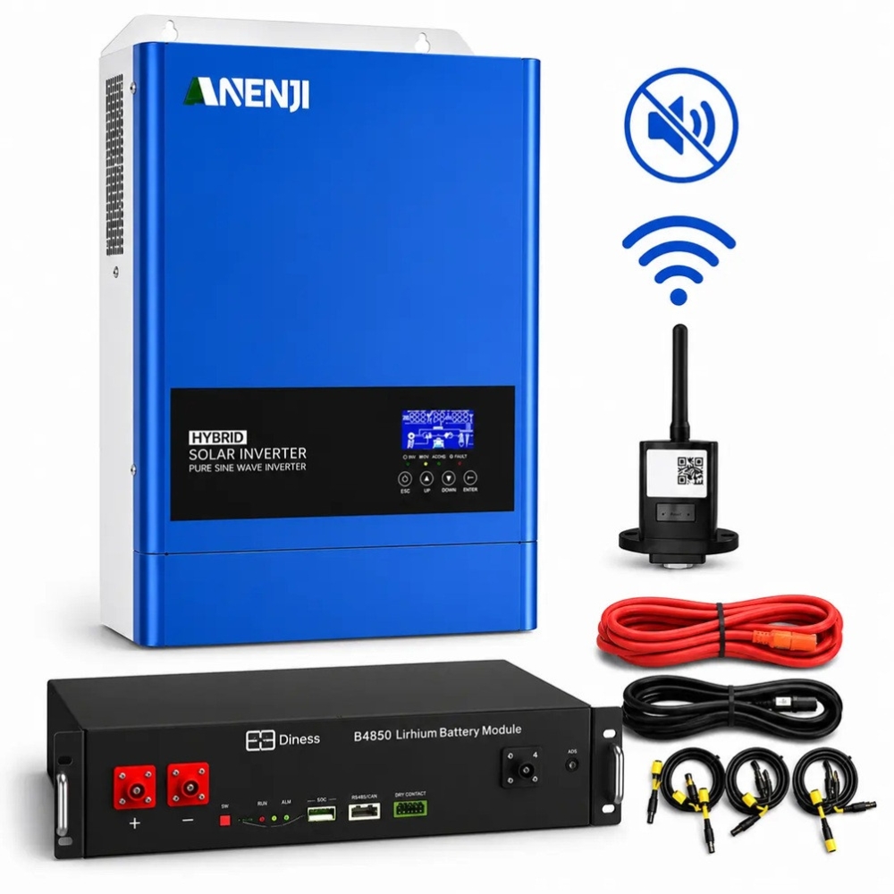 Комплект резервного живлення 6,2 кВт Інвертор Anenji WiFi + LiFePO₄ Dyness B4850 2,4 кВт·год для будинку, квартири