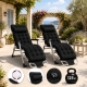 Комплект садових пляжних крісел Ideal Garden Premium з матрацом та подушкою, до 125 кг, чорний, шезлонг для саду та тераси, 2 шт