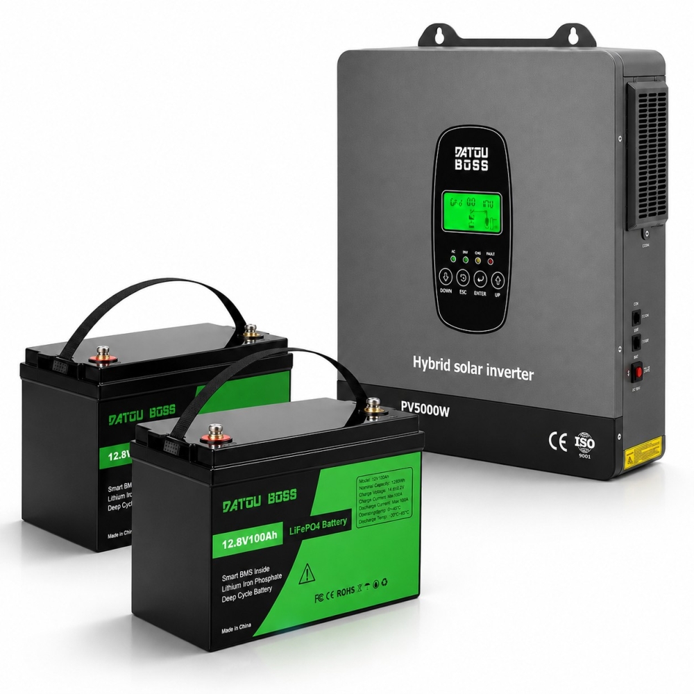 3,3 кВт Комплект резервного живлення Інвертор Datouboss + 2 акумулятора 12V/100Ah для будинку, квартири