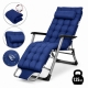 Садове пляжне крісло Ideal Garden Premium з матрацом та подушкою, до 125 кг, синє, шезлонг для саду та тераси